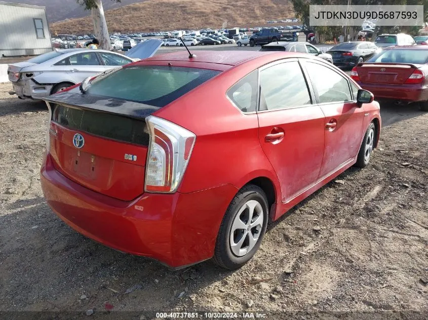 2013 Toyota Prius Two VIN: JTDKN3DU9D5687593 Lot: 40737851