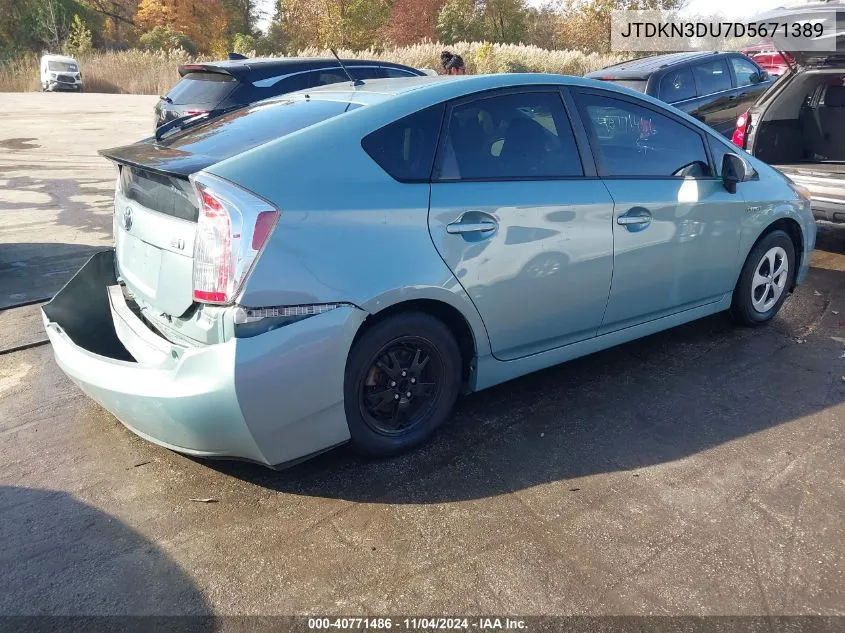 2013 Toyota Prius Two VIN: JTDKN3DU7D5671389 Lot: 40771486