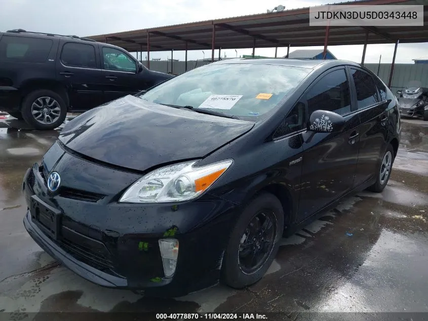 2013 Toyota Prius Two VIN: JTDKN3DU5D0343448 Lot: 40778870