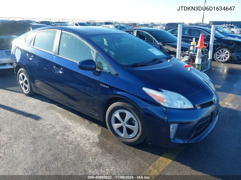 2013 Toyota Prius Three VIN: JTDKN3DU6D1634647 Lot: 40803922