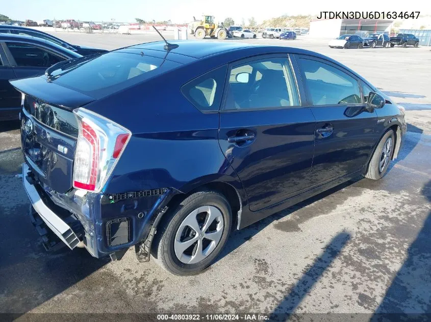 2013 Toyota Prius Three VIN: JTDKN3DU6D1634647 Lot: 40803922