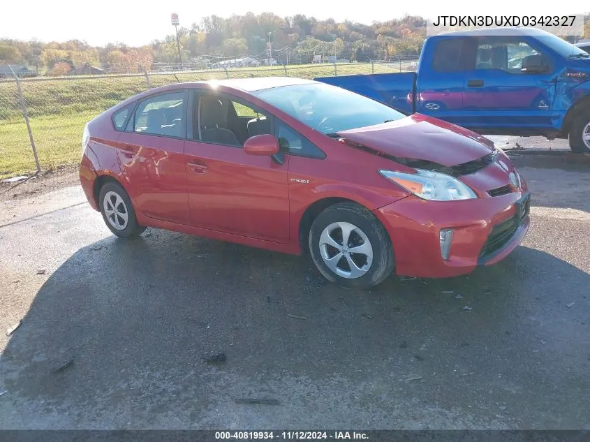 2013 Toyota Prius Three VIN: JTDKN3DUXD0342327 Lot: 40819934