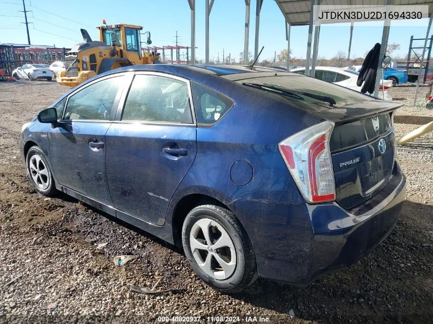 2013 Toyota Prius Three VIN: JTDKN3DU2D1694330 Lot: 40820937