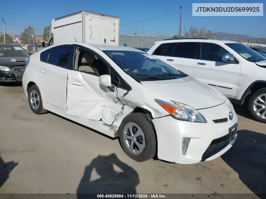 2013 Toyota Prius Four VIN: JTDKN3DU2D5699925 Lot: 40828984