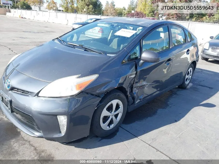 2013 Toyota Prius Two VIN: JTDKN3DU5D5559643 Lot: 40850060