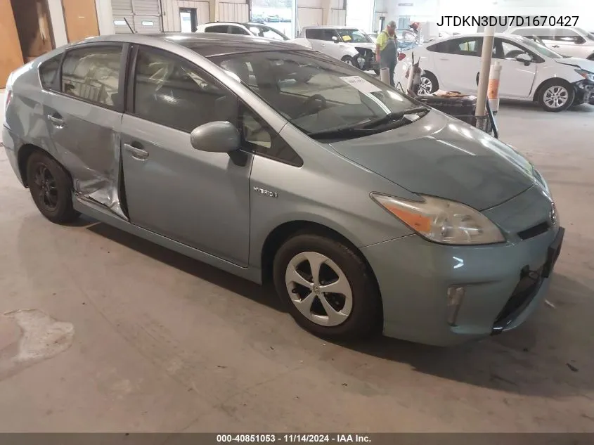 2013 Toyota Prius Three VIN: JTDKN3DU7D1670427 Lot: 40851053