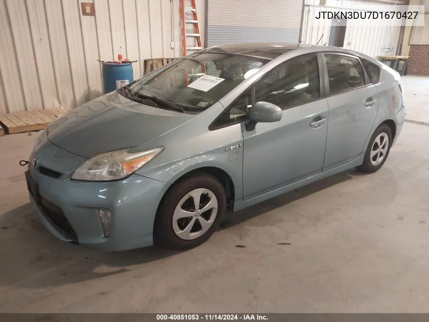 2013 Toyota Prius Three VIN: JTDKN3DU7D1670427 Lot: 40851053