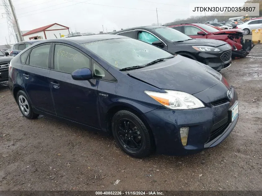 2013 Toyota Prius Four VIN: JTDKN3DU7D0354807 Lot: 40852226