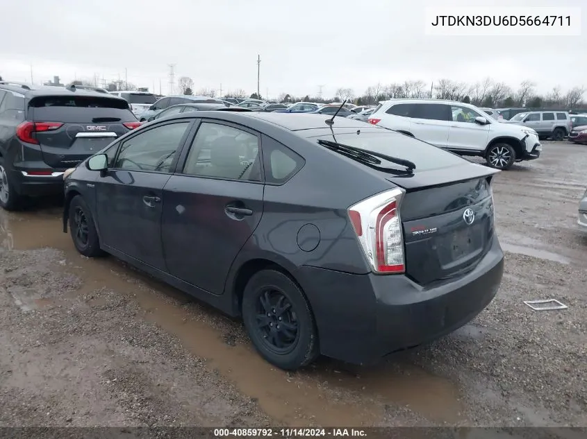 2013 Toyota Prius Two VIN: JTDKN3DU6D5664711 Lot: 40859792