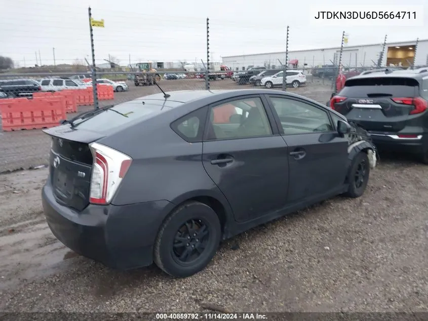 2013 Toyota Prius Two VIN: JTDKN3DU6D5664711 Lot: 40859792