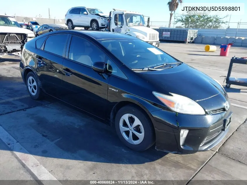 2013 Toyota Prius Three VIN: JTDKN3DU5D5598801 Lot: 40868824