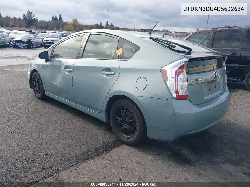 2013 Toyota Prius Two VIN: JTDKN3DU4D5692684 Lot: 40895711