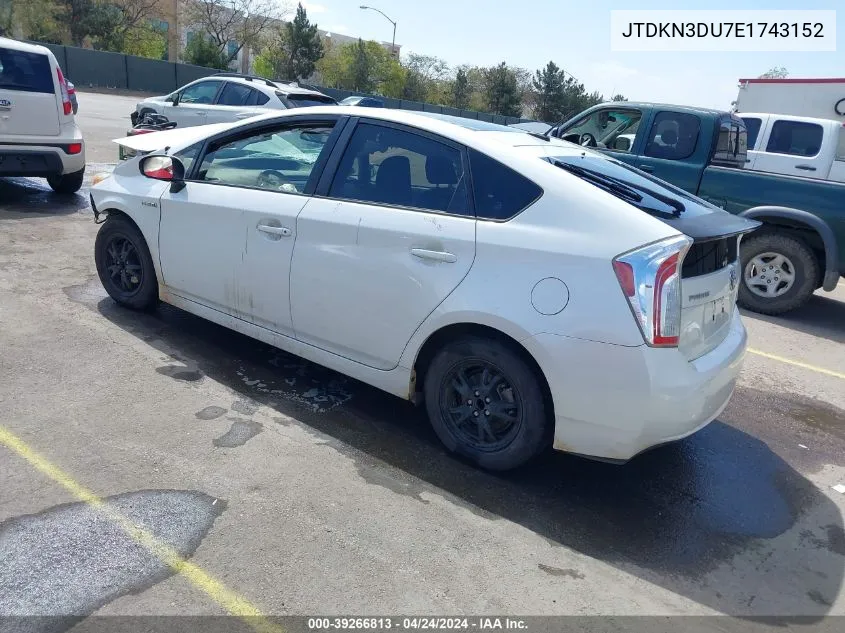 2014 Toyota Prius Three VIN: JTDKN3DU7E1743152 Lot: 39266813