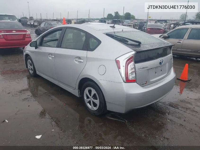 2014 Toyota Prius Four VIN: JTDKN3DU4E1776030 Lot: 39326977