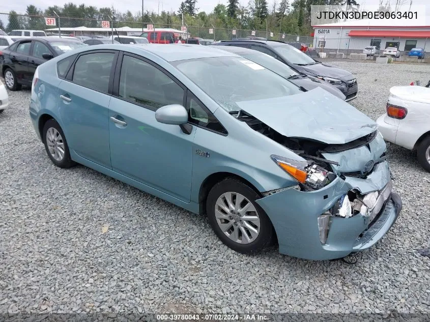 JTDKN3DP0E3063401 2014 Toyota Prius Plug-In Advanced