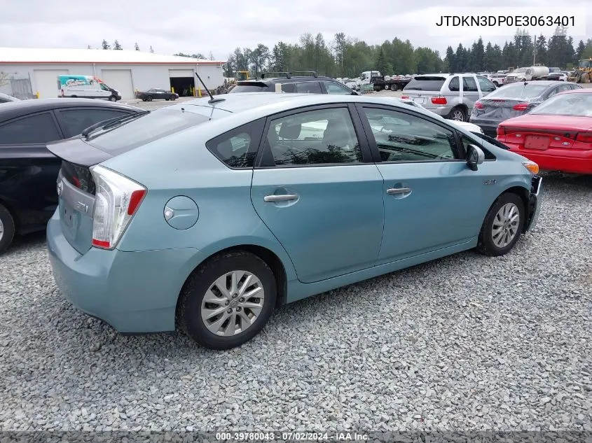 JTDKN3DP0E3063401 2014 Toyota Prius Plug-In Advanced