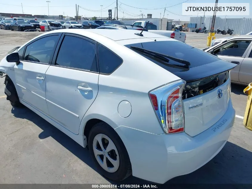 2014 Toyota Prius Three VIN: JTDKN3DU3E1757095 Lot: 39805374