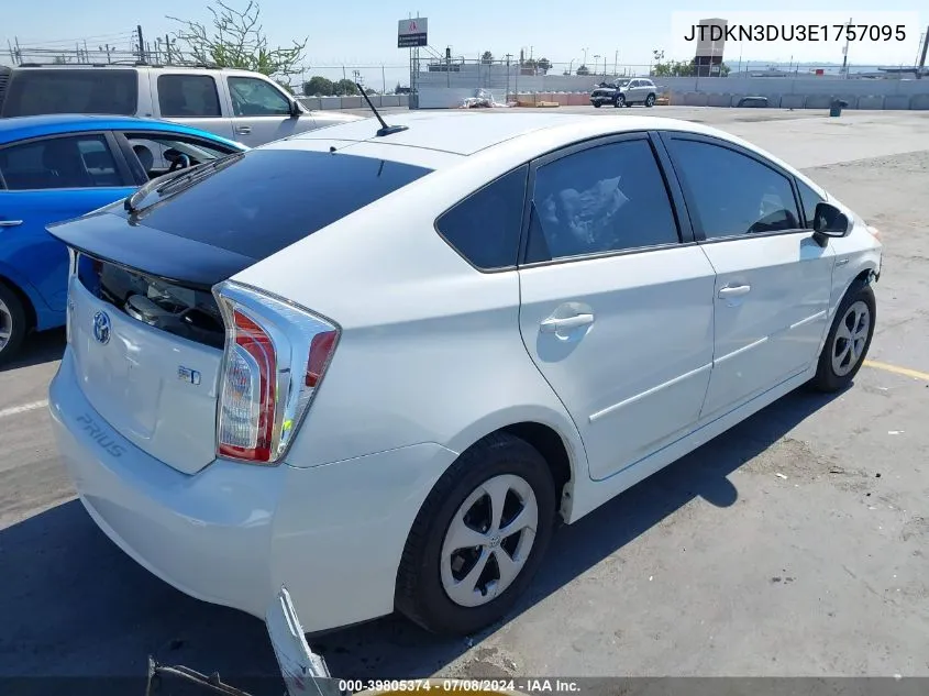 2014 Toyota Prius Three VIN: JTDKN3DU3E1757095 Lot: 39805374