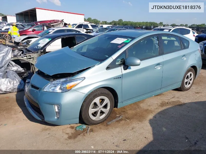 2014 Toyota Prius Four VIN: JTDKN3DUXE1818376 Lot: 39833114