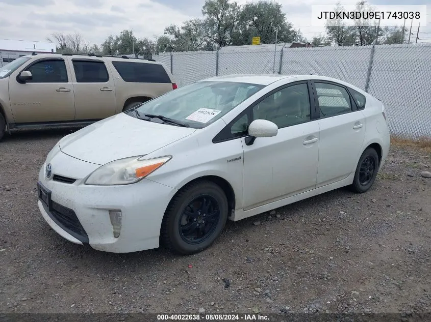 JTDKN3DU9E1743038 2014 Toyota Prius Two