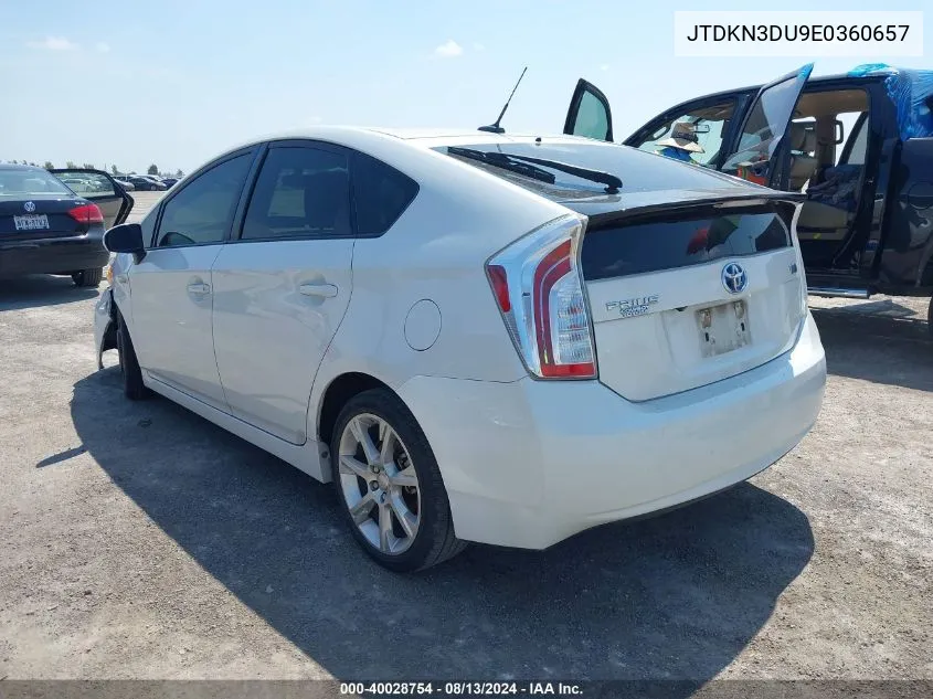 2014 Toyota Prius Three VIN: JTDKN3DU9E0360657 Lot: 40028754