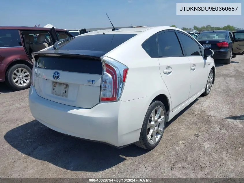 JTDKN3DU9E0360657 2014 Toyota Prius Three