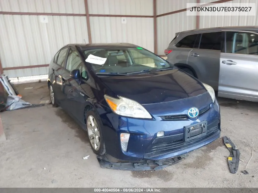 2014 Toyota Prius Two VIN: JTDKN3DU7E0375027 Lot: 40040504