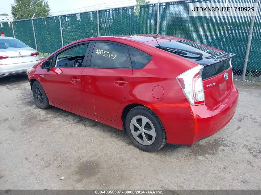 2014 Toyota Prius Two VIN: JTDKN3DU7E1740929 Lot: 40055597