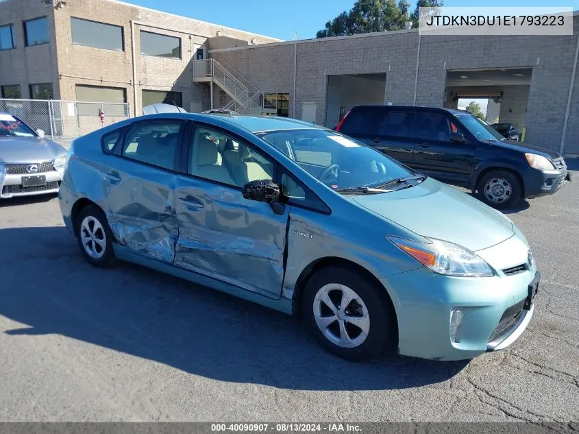 2014 Toyota Prius VIN: JTDKN3DU1E1793223 Lot: 40090907