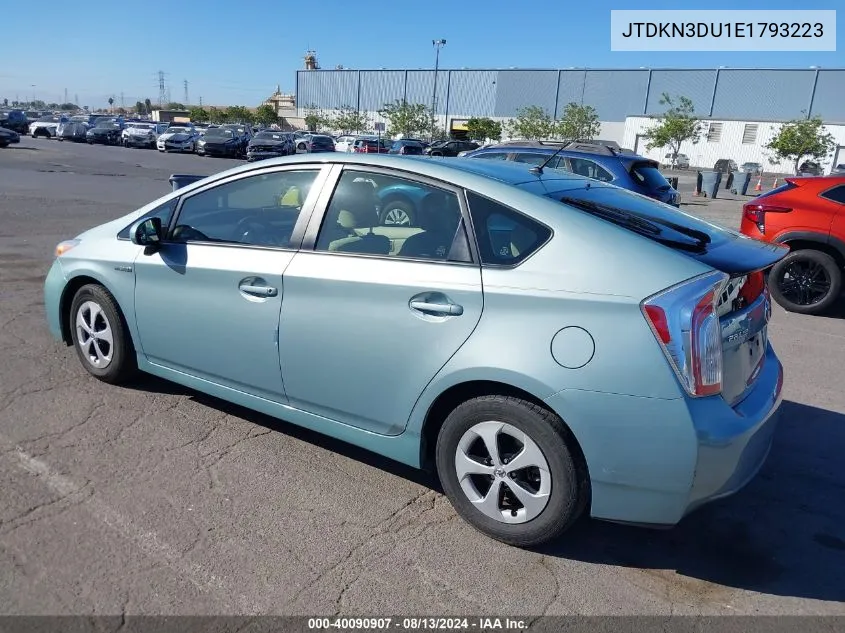 2014 Toyota Prius VIN: JTDKN3DU1E1793223 Lot: 40090907