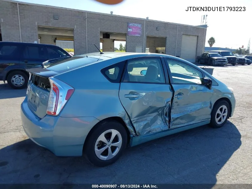 2014 Toyota Prius VIN: JTDKN3DU1E1793223 Lot: 40090907