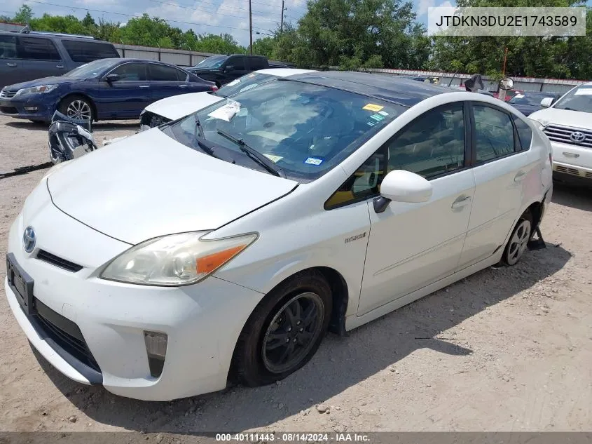 JTDKN3DU2E1743589 2014 Toyota Prius Four