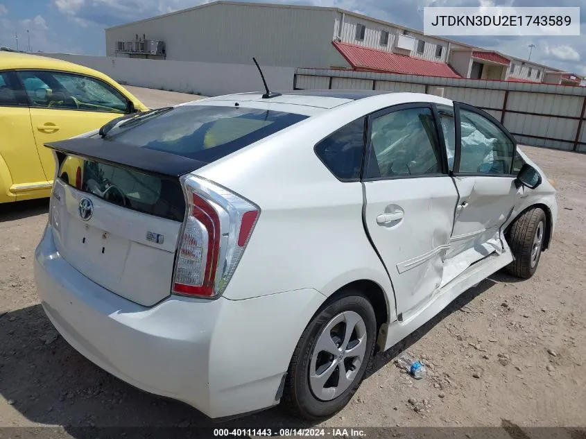 JTDKN3DU2E1743589 2014 Toyota Prius Four