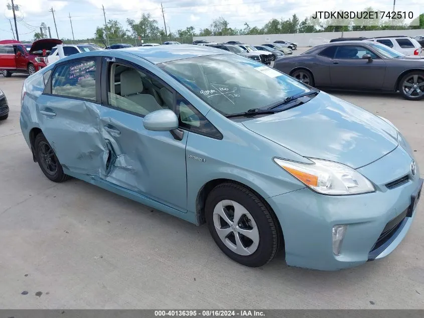 2014 Toyota Prius Three VIN: JTDKN3DU2E1742510 Lot: 40136395