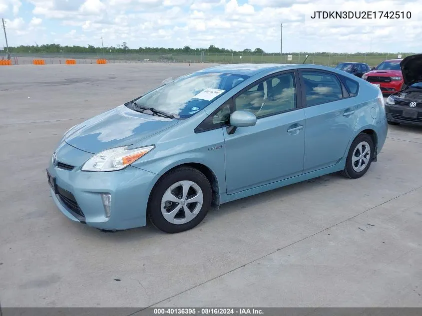 2014 Toyota Prius Three VIN: JTDKN3DU2E1742510 Lot: 40136395