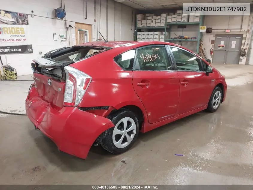 2014 Toyota Prius Two VIN: JTDKN3DU2E1747982 Lot: 40136505