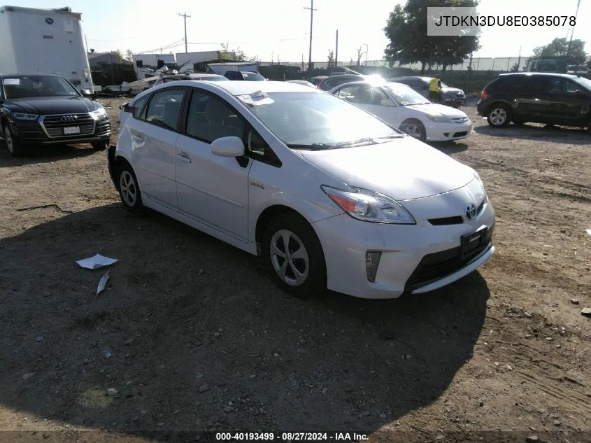 2014 Toyota Prius Three VIN: JTDKN3DU8E0385078 Lot: 40193499