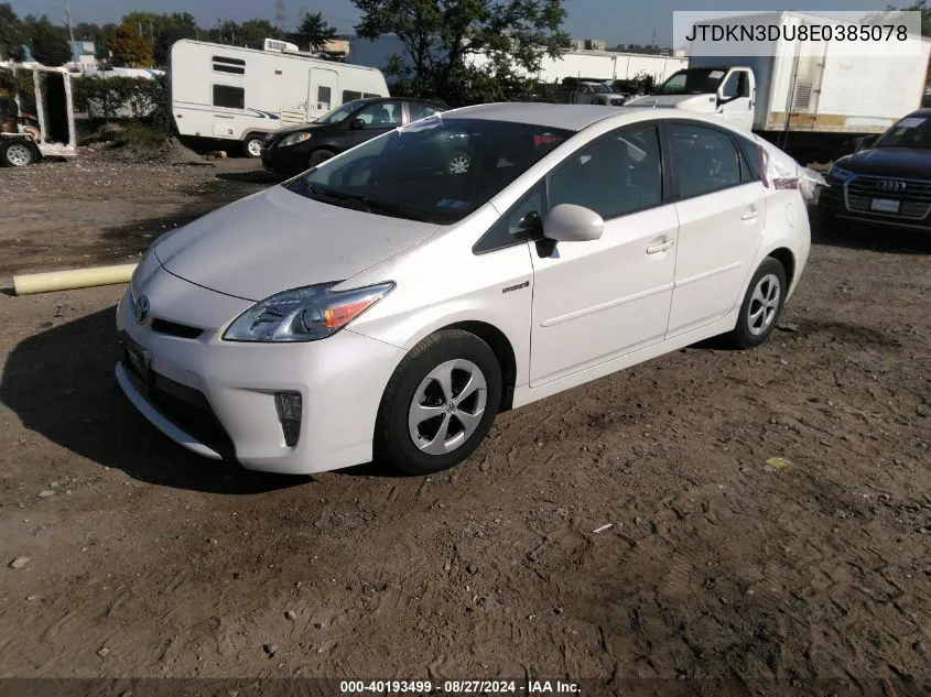 2014 Toyota Prius Three VIN: JTDKN3DU8E0385078 Lot: 40193499