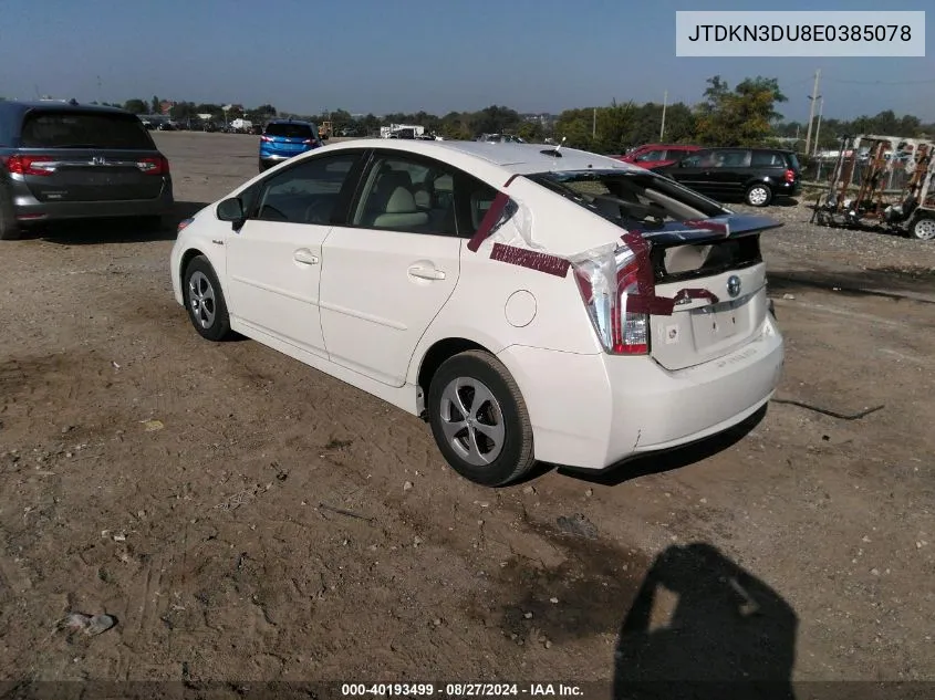 2014 Toyota Prius Three VIN: JTDKN3DU8E0385078 Lot: 40193499