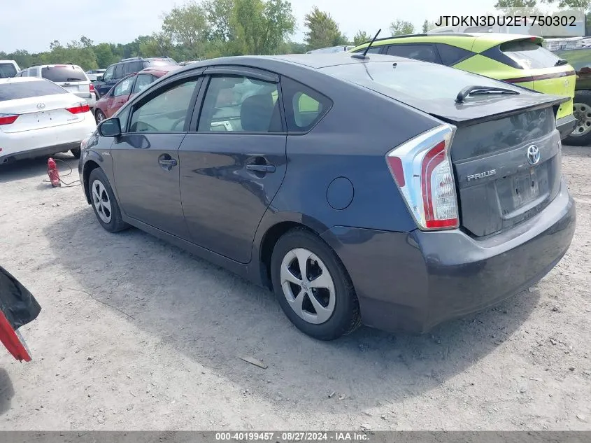 2014 Toyota Prius Three VIN: JTDKN3DU2E1750302 Lot: 40199457