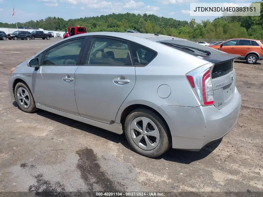 2014 Toyota Prius Two VIN: JTDKN3DU4E0383151 Lot: 40201104