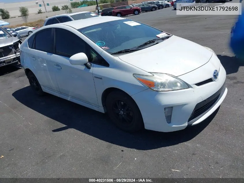 JTDKN3DUXE1792698 2014 Toyota Prius Four