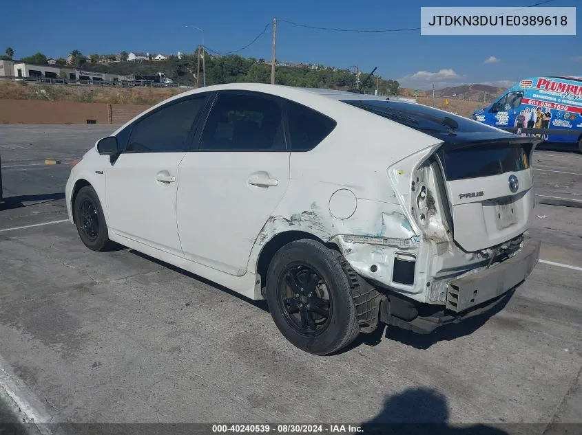 JTDKN3DU1E0389618 2014 Toyota Prius Three