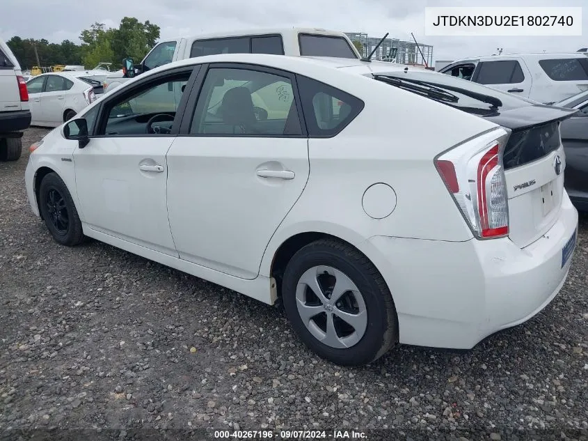 2014 Toyota Prius Two VIN: JTDKN3DU2E1802740 Lot: 40267196