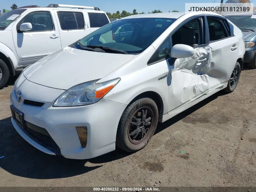 2014 Toyota Prius Two VIN: JTDKN3DU3E1812189 Lot: 40280232