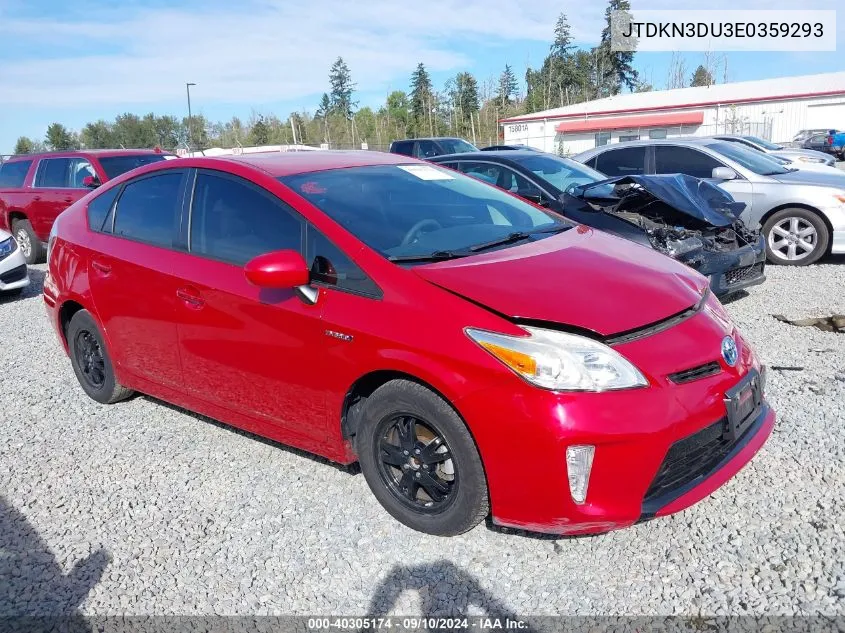 JTDKN3DU3E0359293 2014 Toyota Prius Three