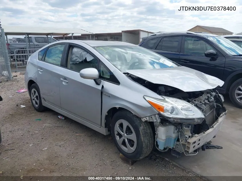 JTDKN3DU7E0378400 2014 Toyota Prius Two