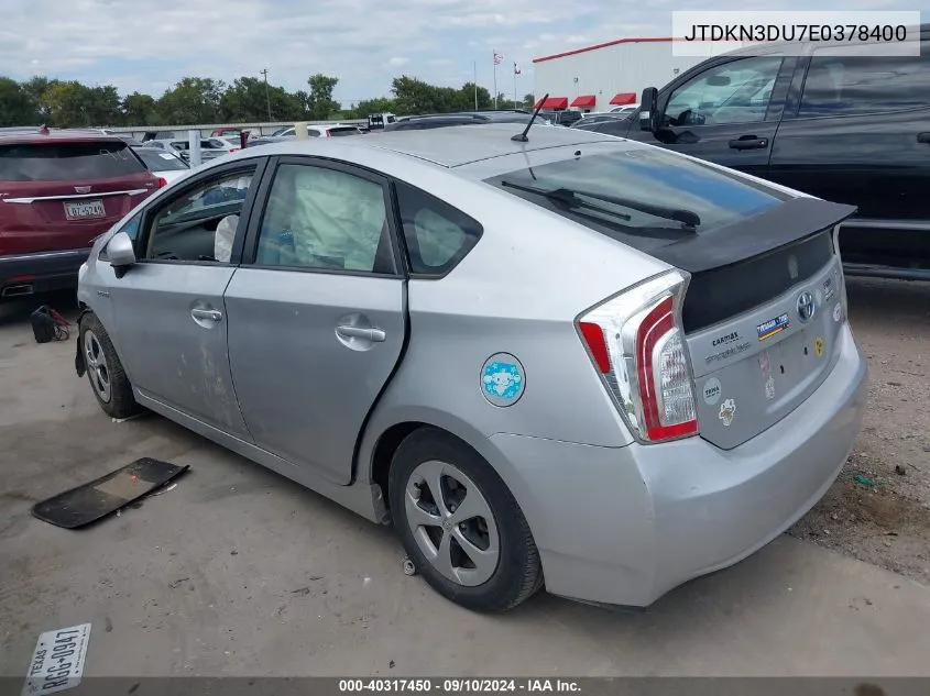 JTDKN3DU7E0378400 2014 Toyota Prius Two