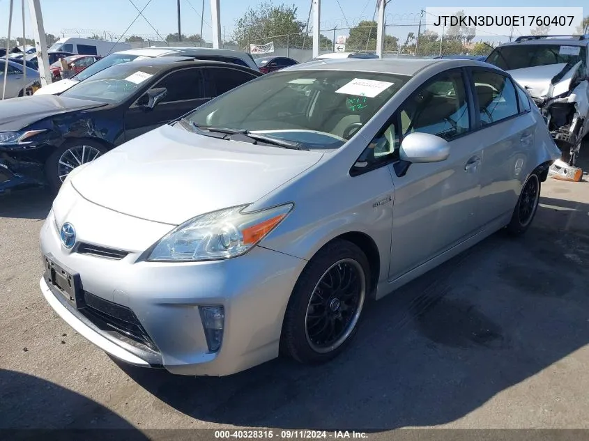 2014 Toyota Prius Two VIN: JTDKN3DU0E1760407 Lot: 40328315