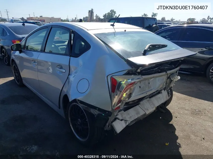 2014 Toyota Prius Two VIN: JTDKN3DU0E1760407 Lot: 40328315